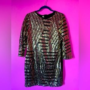 Gold Sequin Black Dress Size XL
